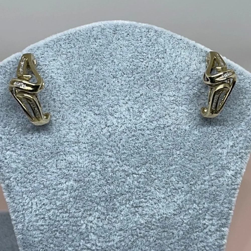 Diamonds 14k real solid gold earrings